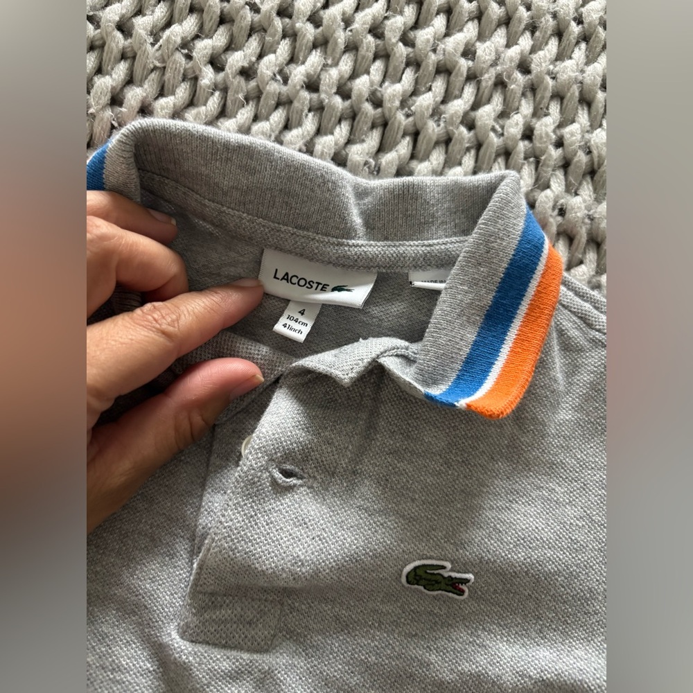 Lacoste / Janie and jack Kids Polo Shirt Trio - Navy, Gray, Light Green - Picture 3 of 7